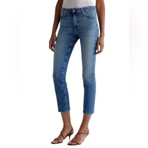 AG | the Stevie Crop slim straight dark wash denim jeans